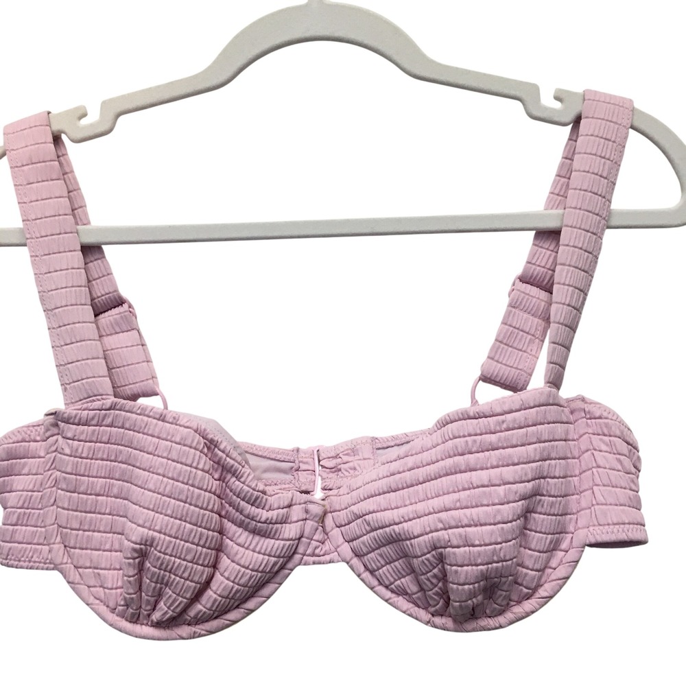 PacSun Bikini Top Womens Medium Pink Smocked Ribbed Underwire Beach Vacation